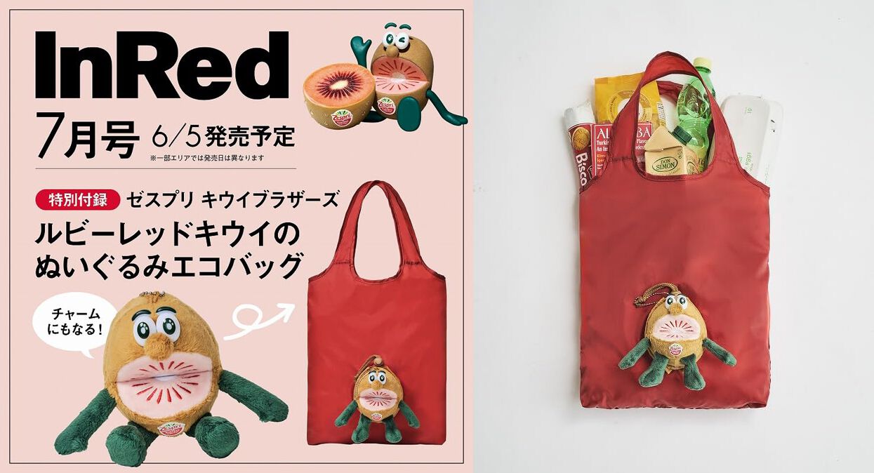ゼスプリ キウイブラザーズ】レッドのぬいぐるみエコバッグ付き雑誌 