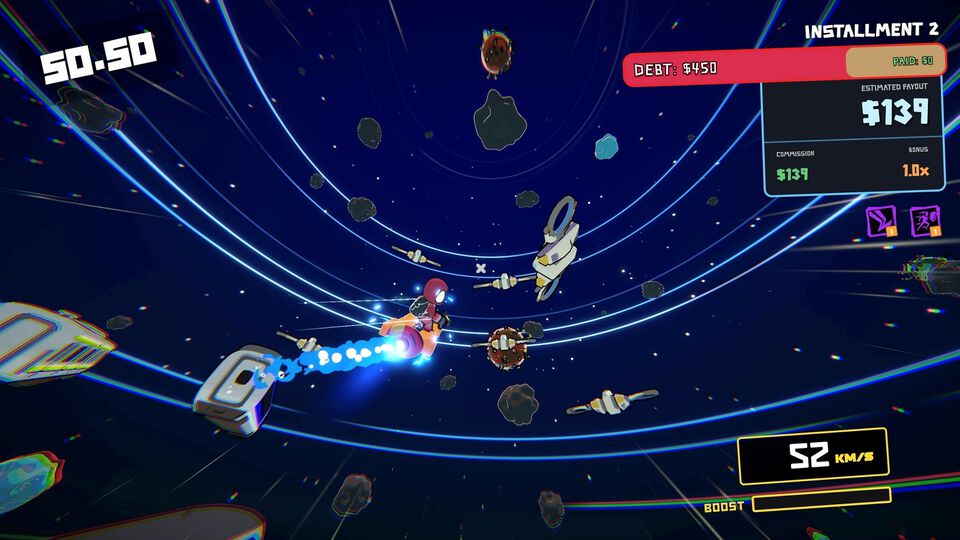 『星間爆走便：スペースドリフター』邪魔な小惑星を破壊して加速する運び屋アクションローグライクが本日（4/1）発売。借金を返済し自由を目指せ