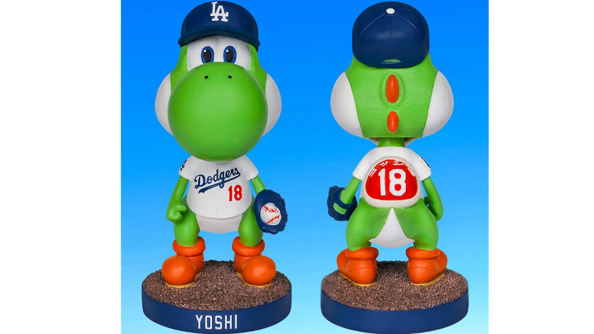 MLBドジャース戦で山本由伸×ヨッシーのコラボボブルヘッド配布。 開始