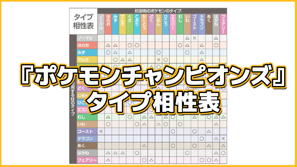 【ポケモンチャンピオンズ】タイプ相性表で弱点をチェック。初心者、復帰者の人も安心！【Pokémon Champions】