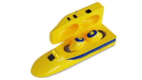 ドクターイエローのワイヤレスイヤホンがクラファン中。電源ONで警笛、ペアリングでホームアナウンスが流れる遊び心も