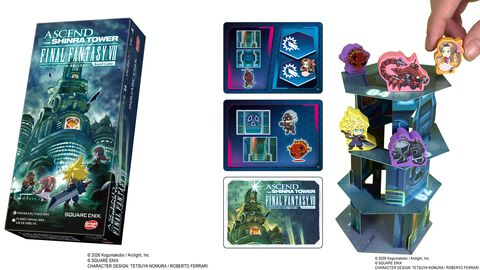 『FF7』新作ボードゲーム『神羅ビルを登れ』が発売決定。不安定なビルを仲間とともに登りきる協力型バランスゲーム。果たしてセフィロスを打ち倒せるか