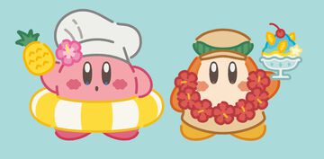 『星のカービィ』夏に合わせて“カービィカフェ Summer 2024”が開催予定。浮き輪を付けてパイナップルを持ったカービィが可愛いイラストが公開
