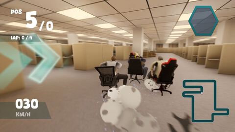 『Need for Seat』イスで会社内や街中を爆走するレースゲームが開発中。誰もが一度はやった(？) イスを使ったおふざけがゲームに