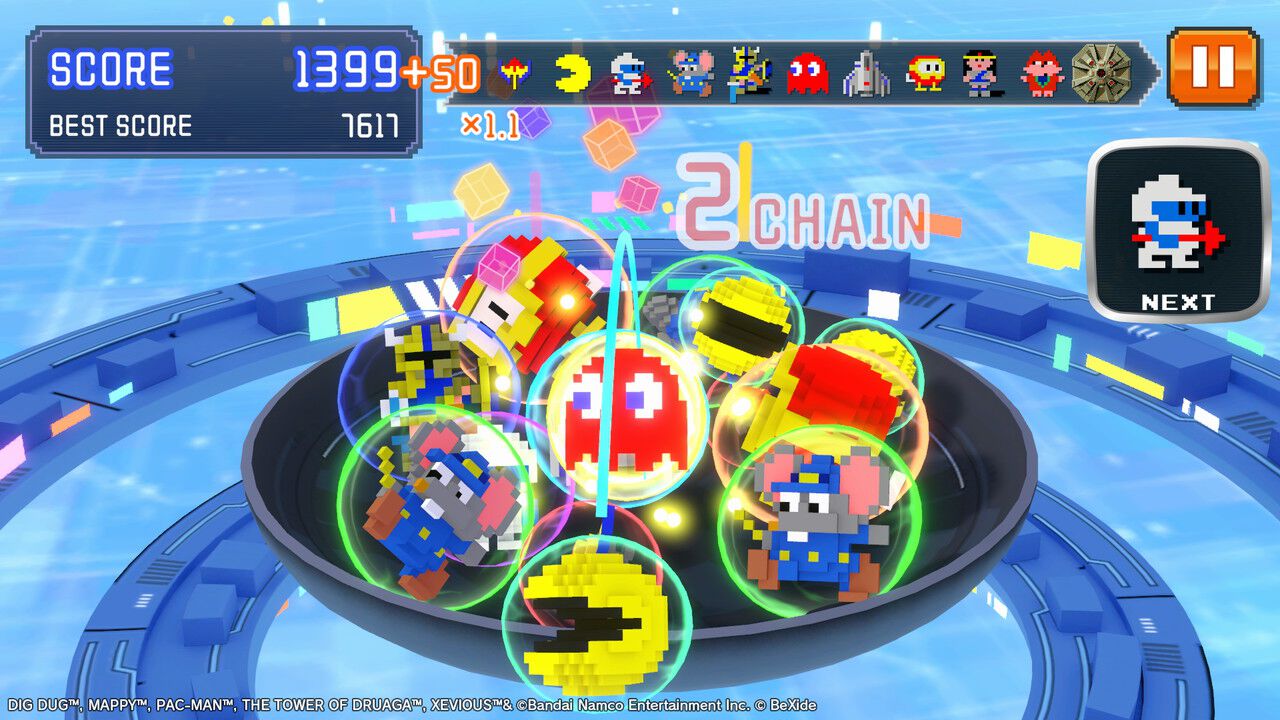 パックマンやマッピーを積み上げてくっつける3Dパズル『ナムコ