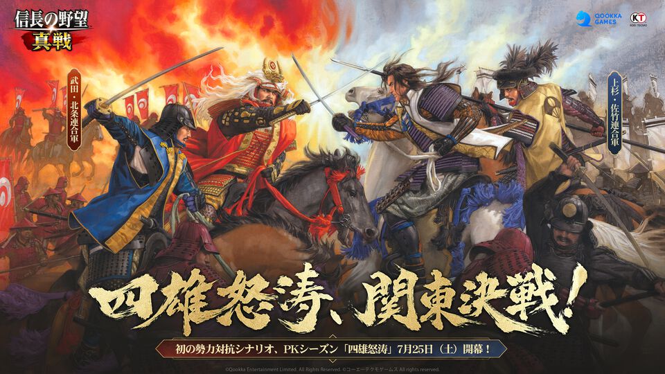『信長の野望 真戦』初のPKシーズン“四雄怒涛”で上杉家に所属すると素早く行軍できて対人戦で強い。新武将8名の性能や事件戦法、伊達政宗を採用したオススメ編制も紹介