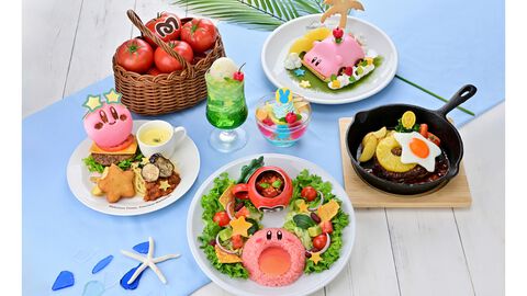 【カービィカフェ】お皿やガラスボウルがもらえる特別メニューが7月8日より期間限定で登場。マキシムトマトをモチーフにしたシャツやハットも販売