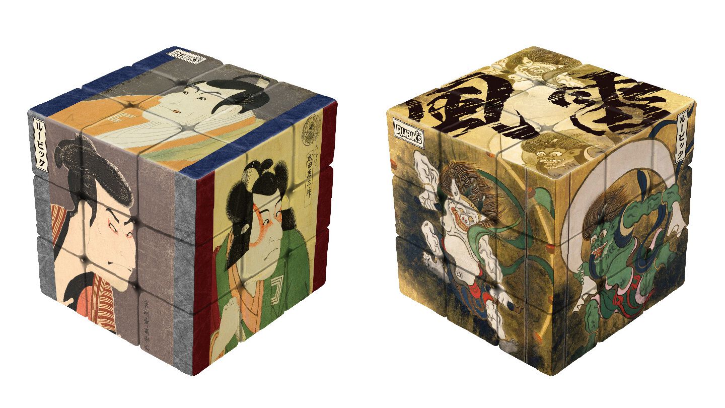 東洲斎写楽 歌舞伎」「尾形光琳 風神雷神図」のルービックキューブが7