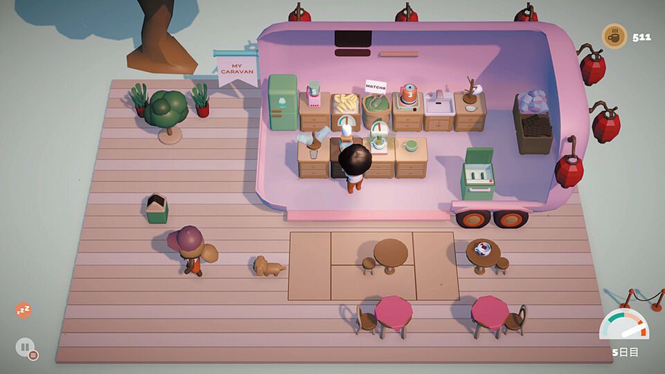 『Coffee Caravan』かわいいキッチンカーで自分だけのコーヒー&ティーショップ経営を。アプデでアイスクリームショップも追加された、難易度ゆるめローグライト【とっておきインディー】