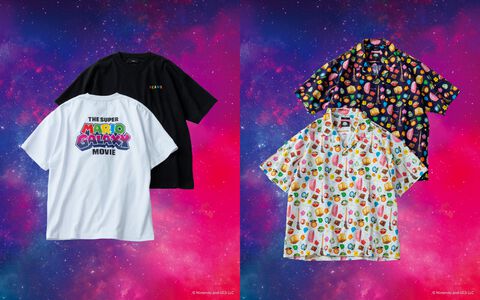 映画『ザ・スーパーマリオギャラクシー・ムービー』とビームスのコラボアパレルが8月1日より発売。総柄オープンカラーシャツが派手カワイイ