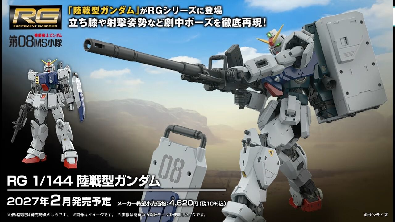 ガンダム 08MS小隊』陸戦型ガンダムがRGで立体化。発売は2027年2月予定