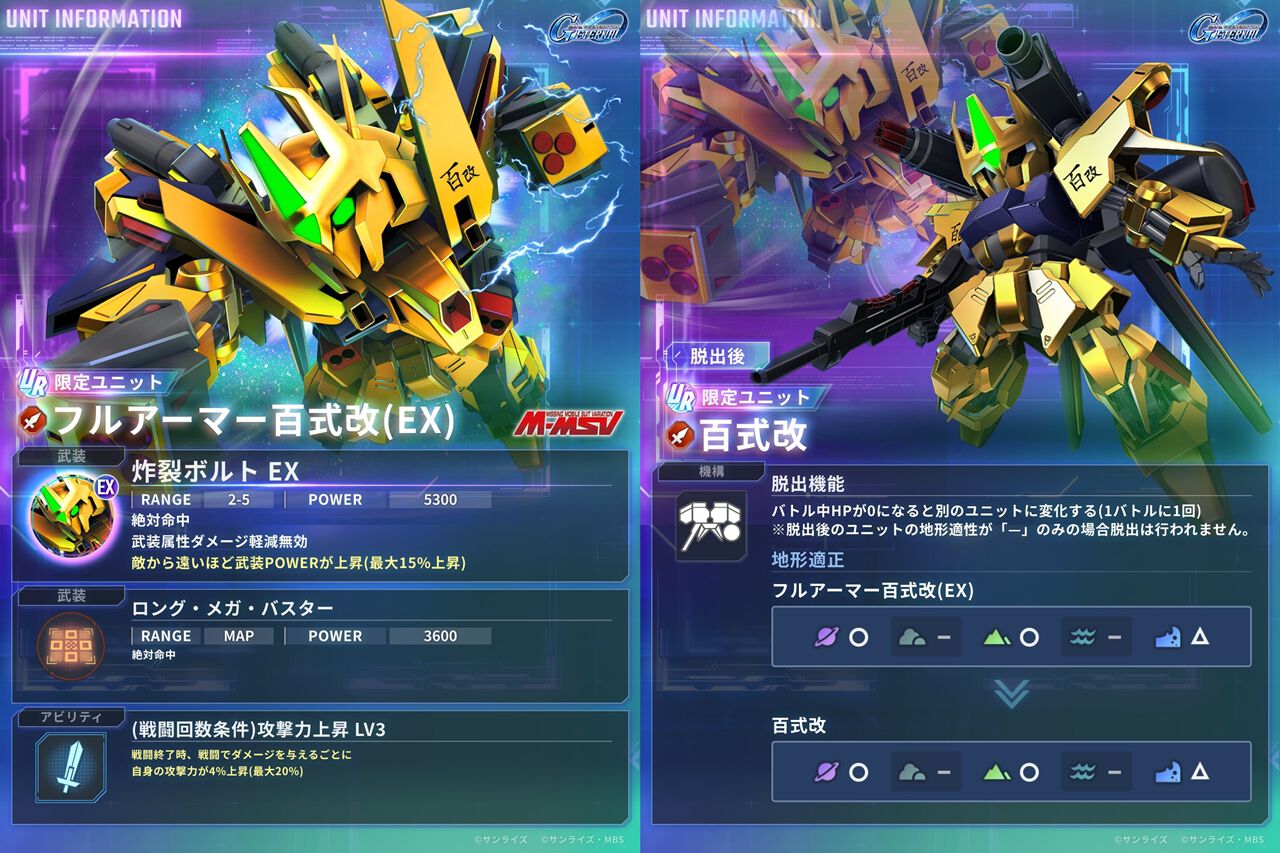 ジージェネエターナル』限定UR“フルアーマー百式改”など8/31登場