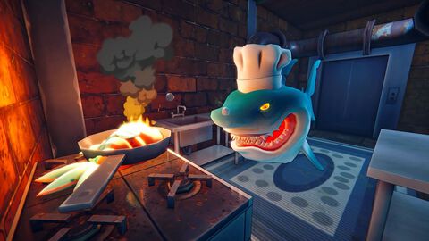 『シャーク・マート』客を狩って料理する最大4人協力の店舗運営シミュレーション。魚警察からの尋問は現場を掃除し、嘘をついて切り抜けよう