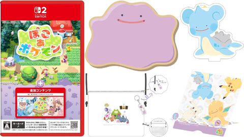 『ぽこ あ ポケモン＋エキスパンションパス』購入特典まとめ。Amazonはメタモン型ウッドコースター、楽天はサコッシュバッグ