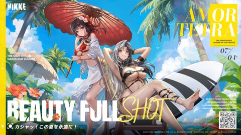 【NIKKE】2024年夏イベント“BEAUTY FULL SHOT”イラストが公開。ロザンナとサクラが奇抜な水着でグラビア撮影に【ニケ】