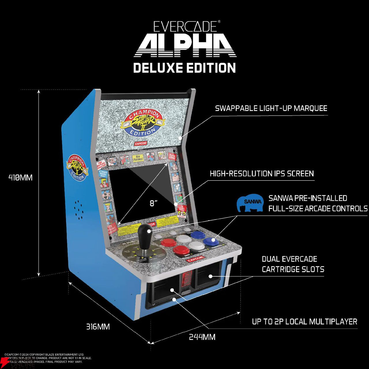 カプコン公式のライセンスを受けたアーケード筐体型ゲーム機『Evercade Alpha』が11月発売。『ストリートファイター』筐体と『ロックマン』筐体の2種（各6タイトル収録）  - 電撃オンライン