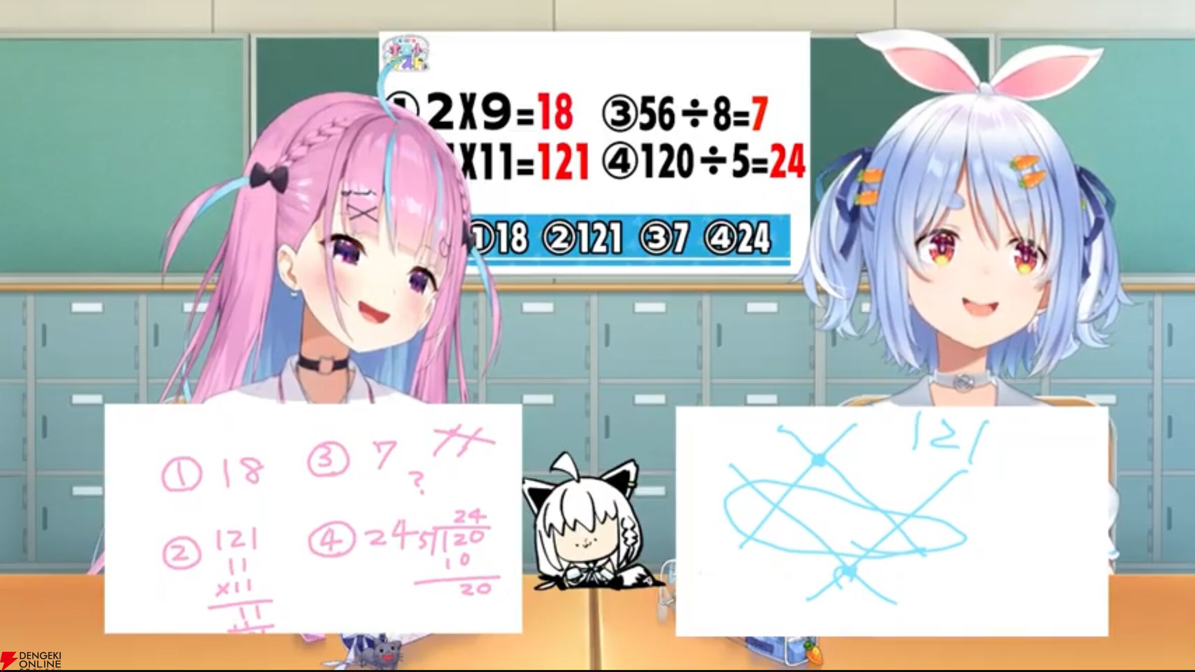 【ホロライブ】湊あくあさん、兎田ぺこらさんは“ホロ小学校”を卒業できたのか。白上フブキ先生の用意した5教科に挑んだ結果は……？