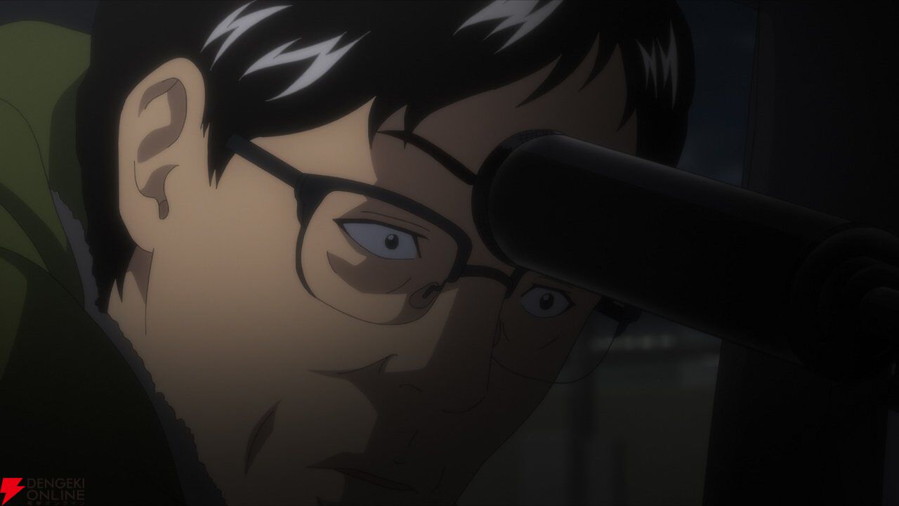 アニメ『ザ・ファブル』最終回。立体駐車場で顔を合わす井崎と