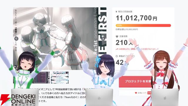 VRアイドル・えのぐが理想のライブを開催するため、クラウドファンディングを実施。開始1時間で目標を達成し、現在はストレッチゴールに挑戦中