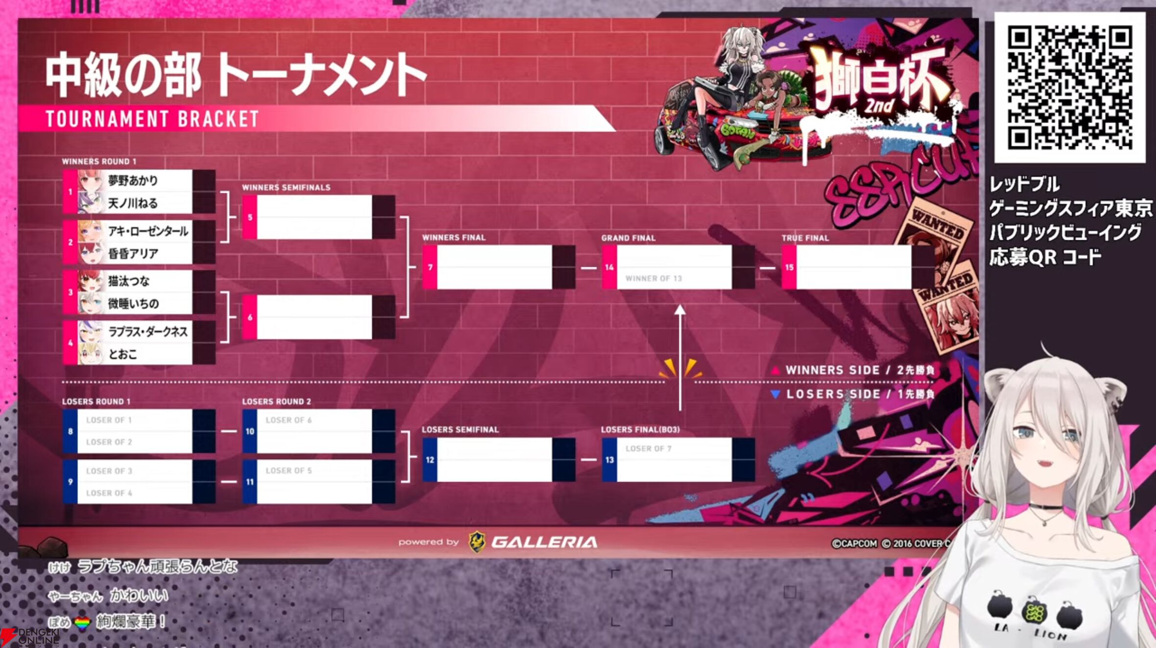 【ホロライブ】獅白ぼたんさん、『スト6』“獅白杯2nd”のトーナメント表を公開＆全選手を紹介。さらに師弟電流デスマッチの出場選手も発表！