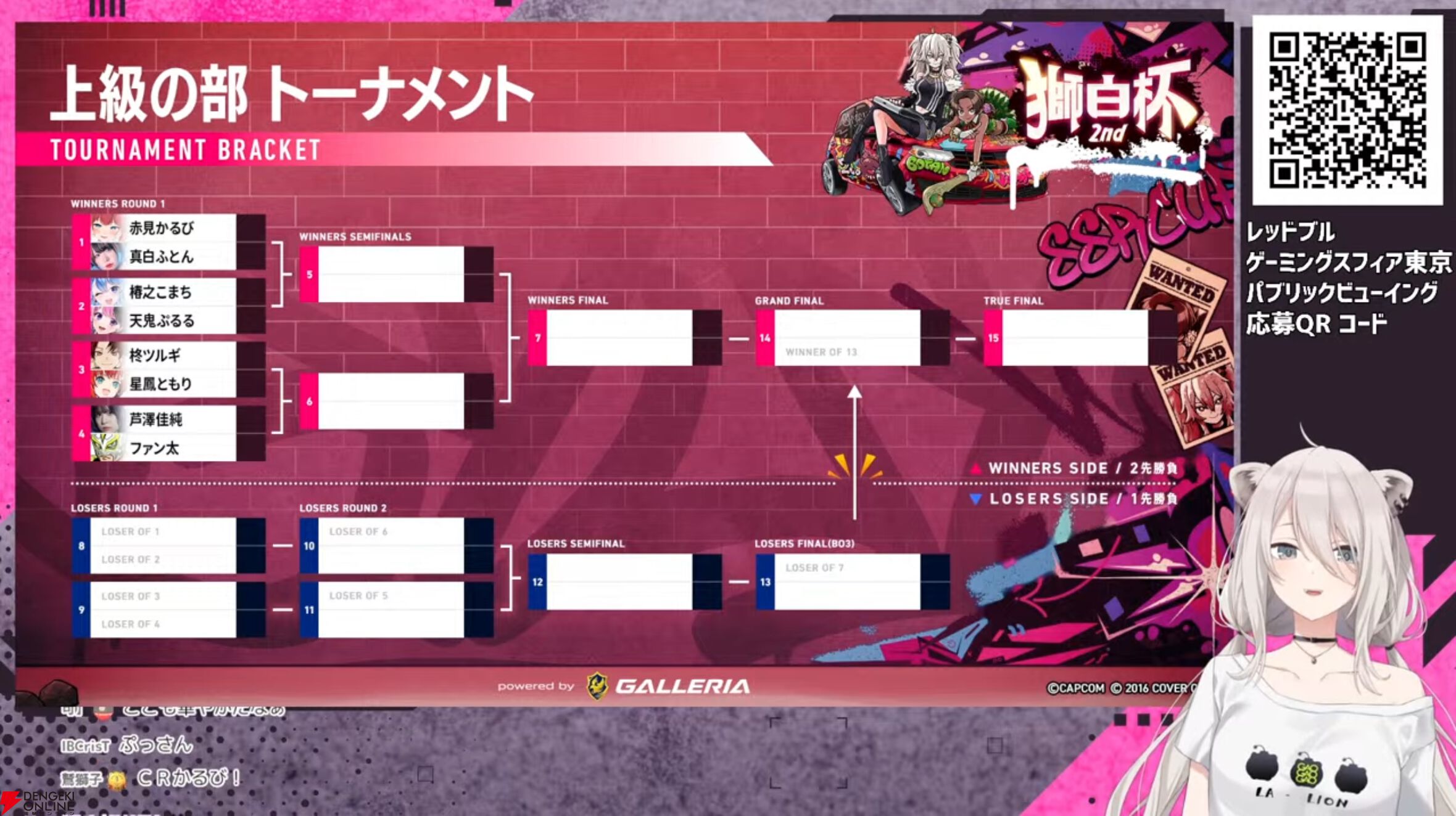【ホロライブ】獅白ぼたんさん、『スト6』“獅白杯2nd”のトーナメント表を公開＆全選手を紹介。さらに師弟電流デスマッチの出場選手も発表！