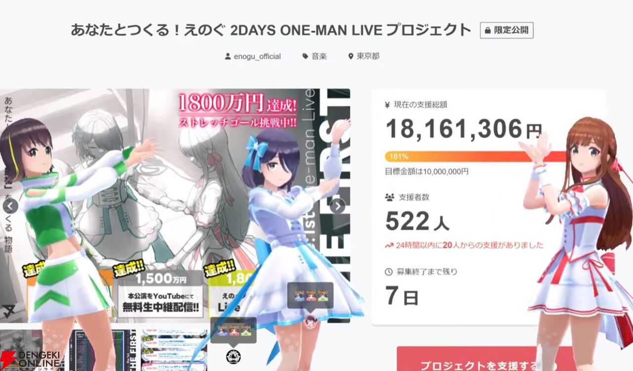 VRアイドルえのぐ、クラファン最後のストレッチゴールは約5年ぶりの新衣装制作！ 最終日には12時間ぶっ通し配信も決定!!