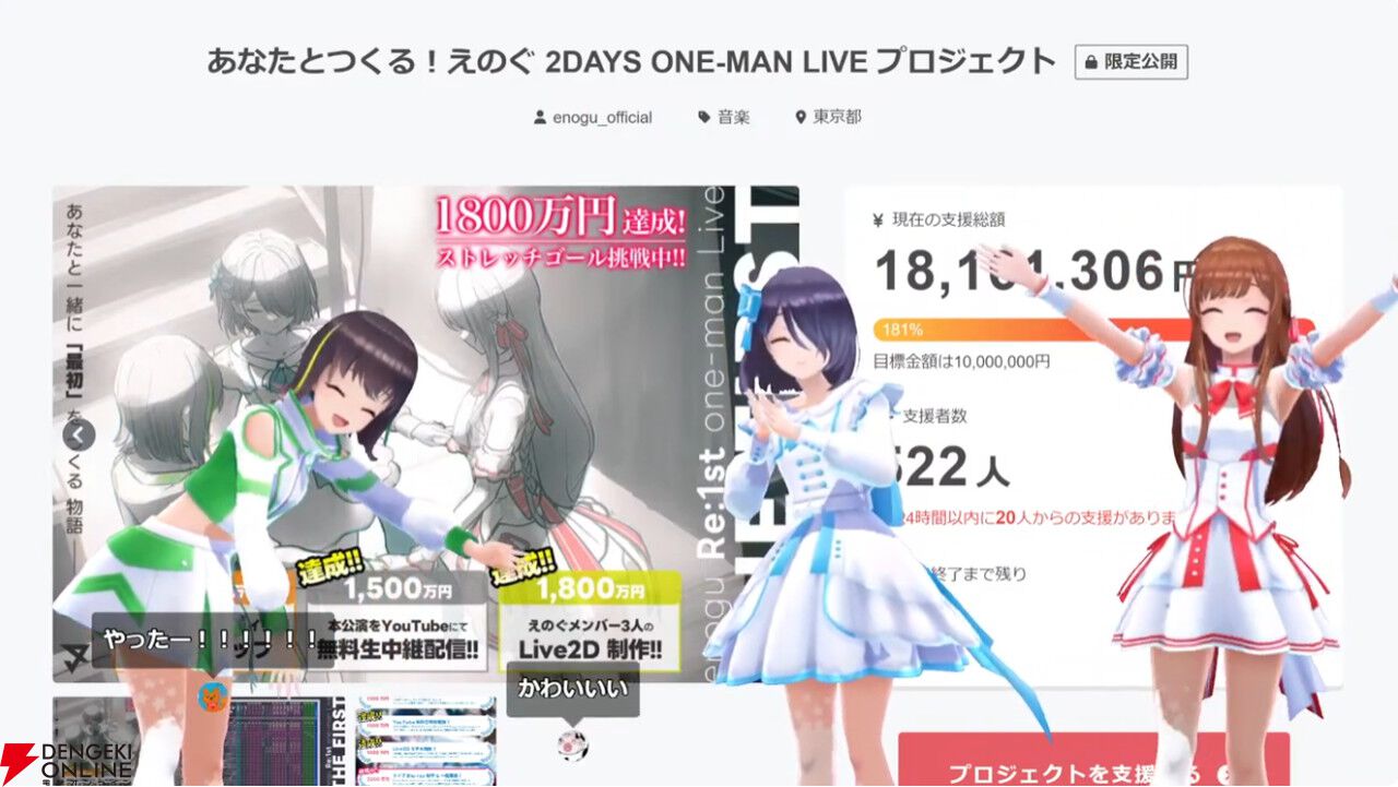 VRアイドルえのぐ、クラファン最後のストレッチゴールは約5年ぶりの新衣装制作！ 最終日には12時間ぶっ通し配信も決定!!