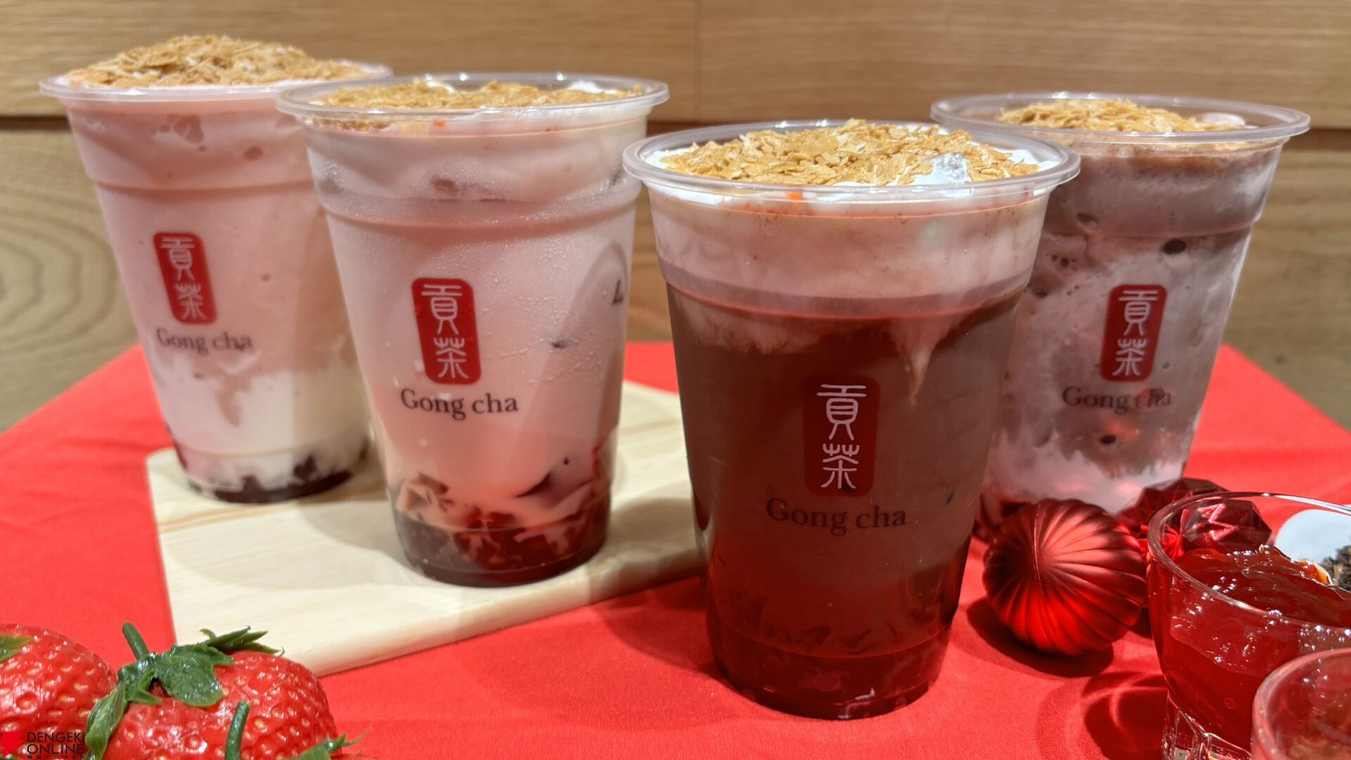 ゴンチャ新作クリスマスドリンク「あまおう ノエル／トルテ」は