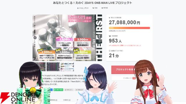 【独占コメントあり】VRアイドルえのぐ、クラウドファンディング最終日に奇跡を起こす。終了直前で最後のストレッチゴールだった新衣装制作が決定！