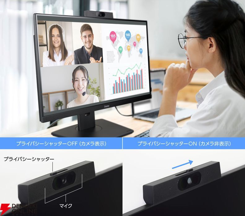 WEBカメラ搭載で税込24,970円。23.8型フルHD対応iiyama液晶モニター“ProLite XUB2490HSUH-B1” - 電撃オンライン