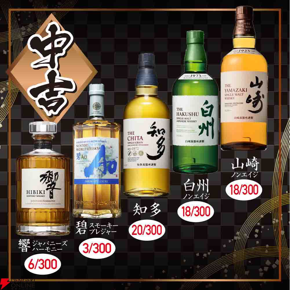 山崎12年、白州12年、響BC、余市・宮城峡 アップルバーボン