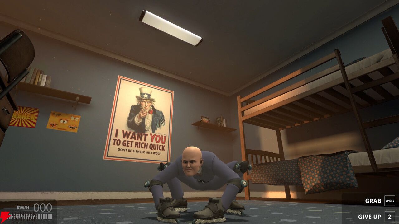 スーツ姿＆ローラーブレードでエリート“コース”を爆走せよ。『Get To  Work』はサラリーマンの出世を皮肉たっぷりで描くシュールなアクション【電撃インディー#944】 - 電撃オンライン