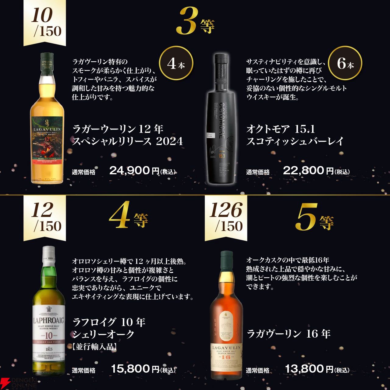アードベッグ25年、カリラ25年、オクトモア 15.1、ラガヴーリン アードベッグ25年、カリラ25年、オクトモア 15.1、ラガヴーリン
