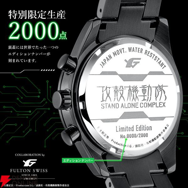 攻殻機動隊 S.A.C.』草薙素子、タチコマのクロノグラフ腕時計が
