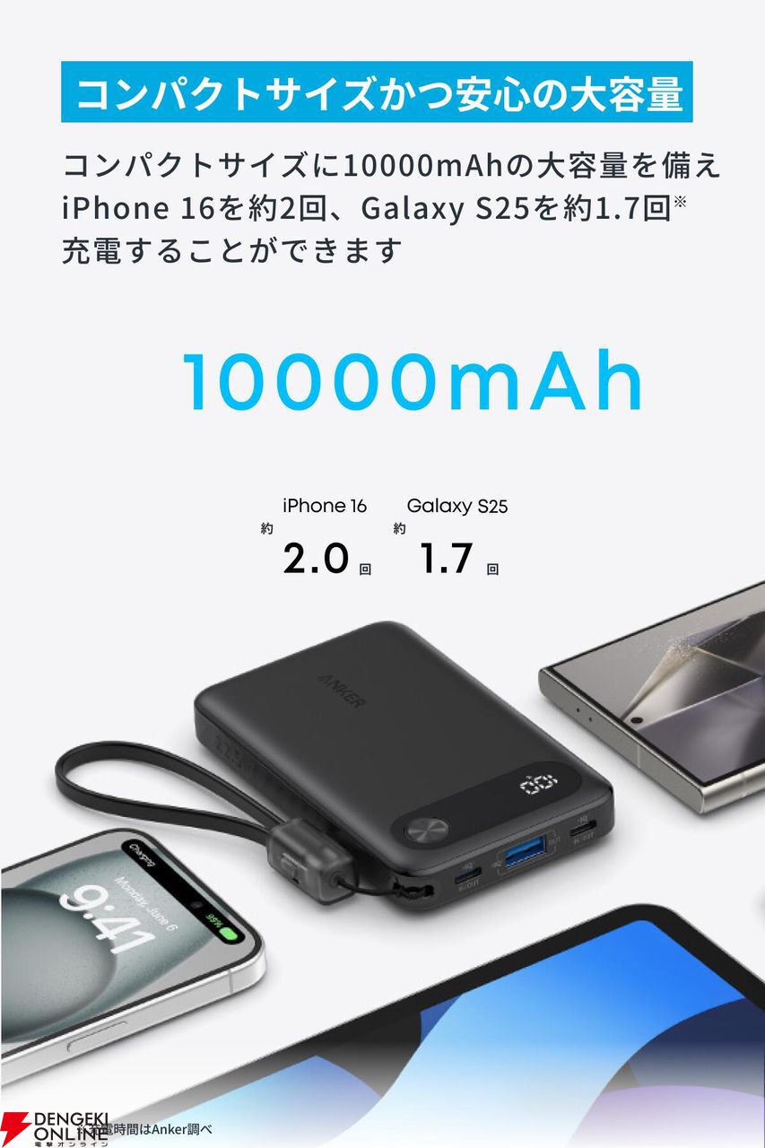 モバイルバッテリー『Anker Power Bank』（10000mAh、22.5W）が