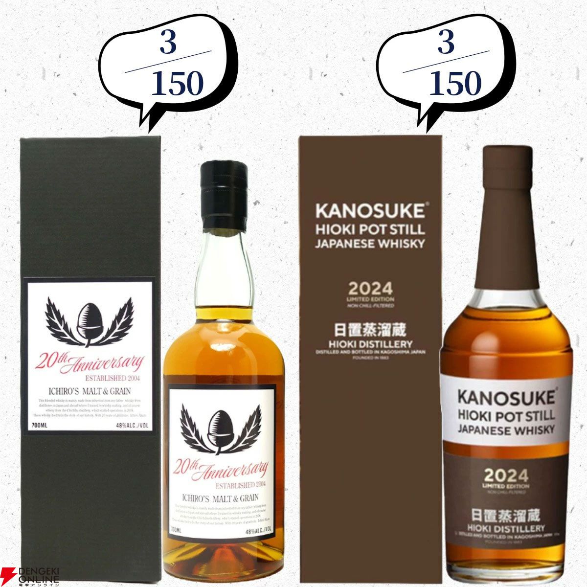 山崎18年、厚岸 冬至・立春、イチローズモルト20th、山崎12年、白州12年などが当たる『ウイスキーくじ』が販売中