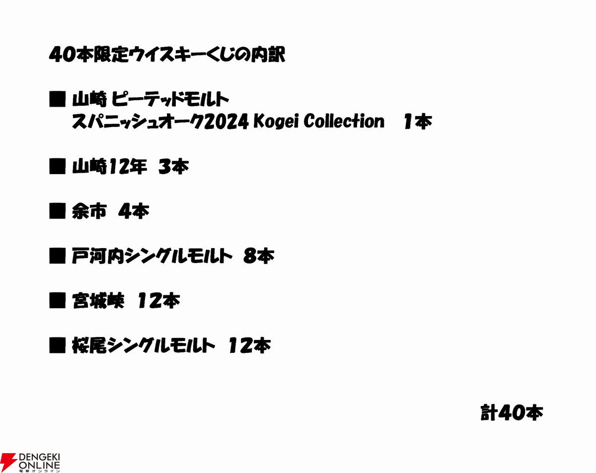 山崎スパニッシュオーク2024と山崎12年が合わせて1/10で当たる7,800円の『ウイスキーくじ』が販売中