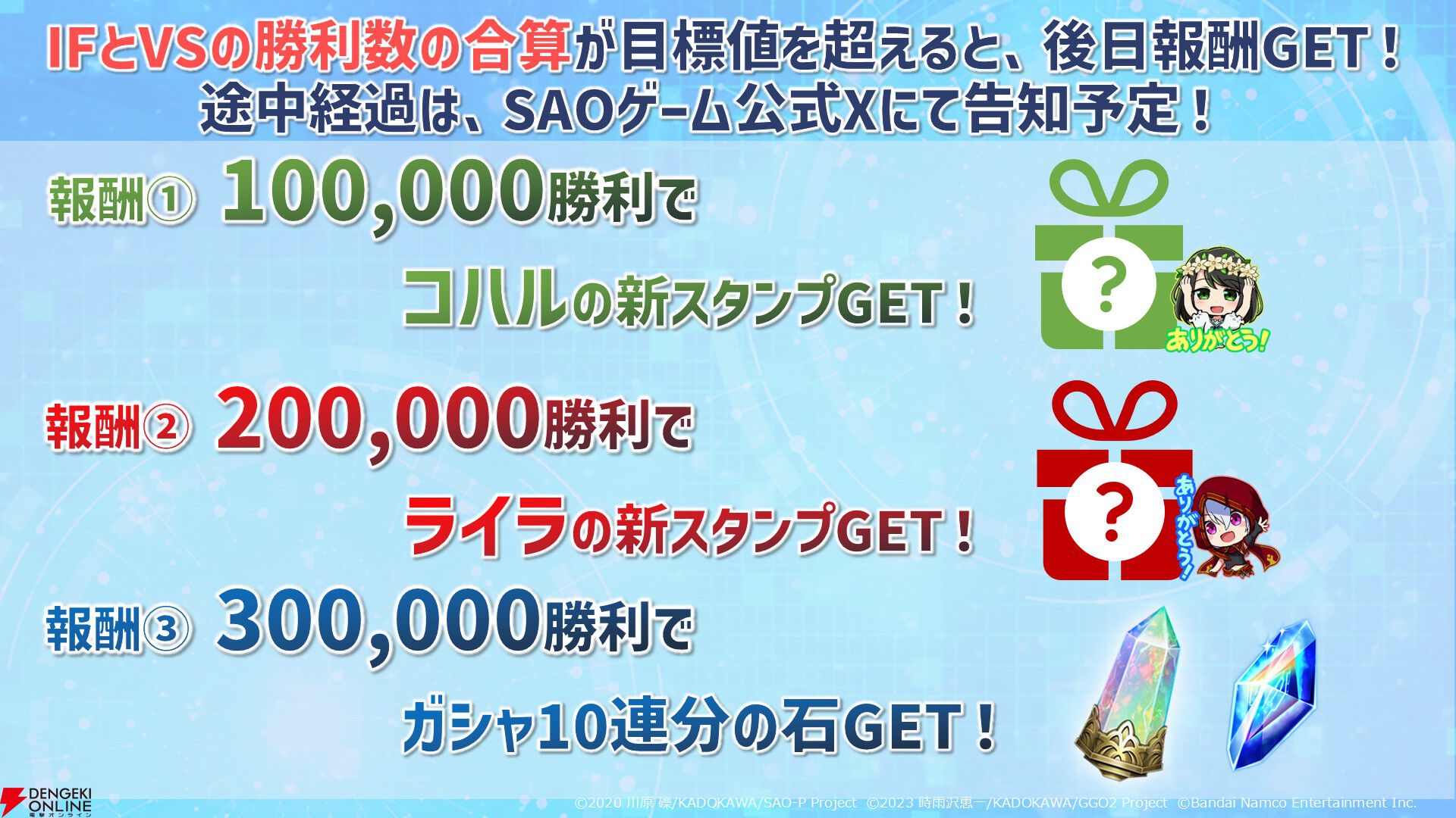 【SAOVS2.5周年情報まとめ】最大300連無料スカウトや15項目の大量アプデ！ 4/28からはミト＆レンの新規スカウトも