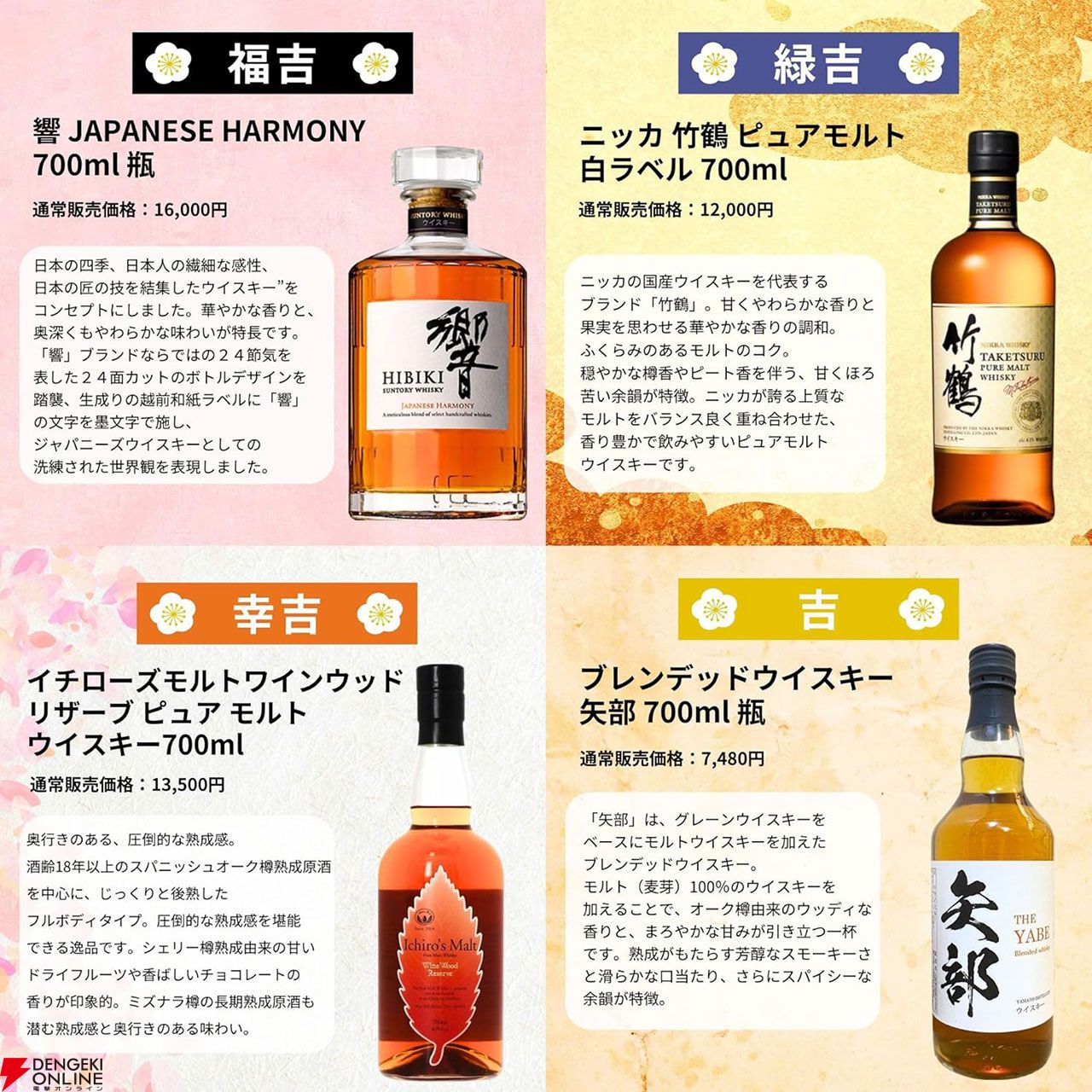 響30年が10,980円で当たるかも!? 響21年、山崎12年、山崎NV、響