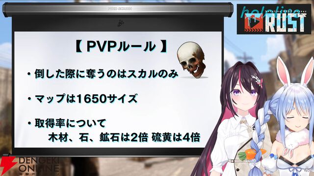 【ホロライブ】兎田ぺこらさん、AZKiさん主催の“holoRUST”が5月2日から“PVP期間”に突入。7対7の対抗戦を実施