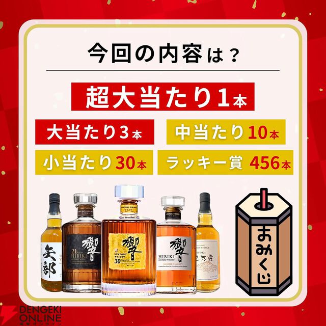 6,980円で響30年が当たる!? 響21年、響JHなども当たる一攫千金 竹の道『ウイスキーくじ』が販売中