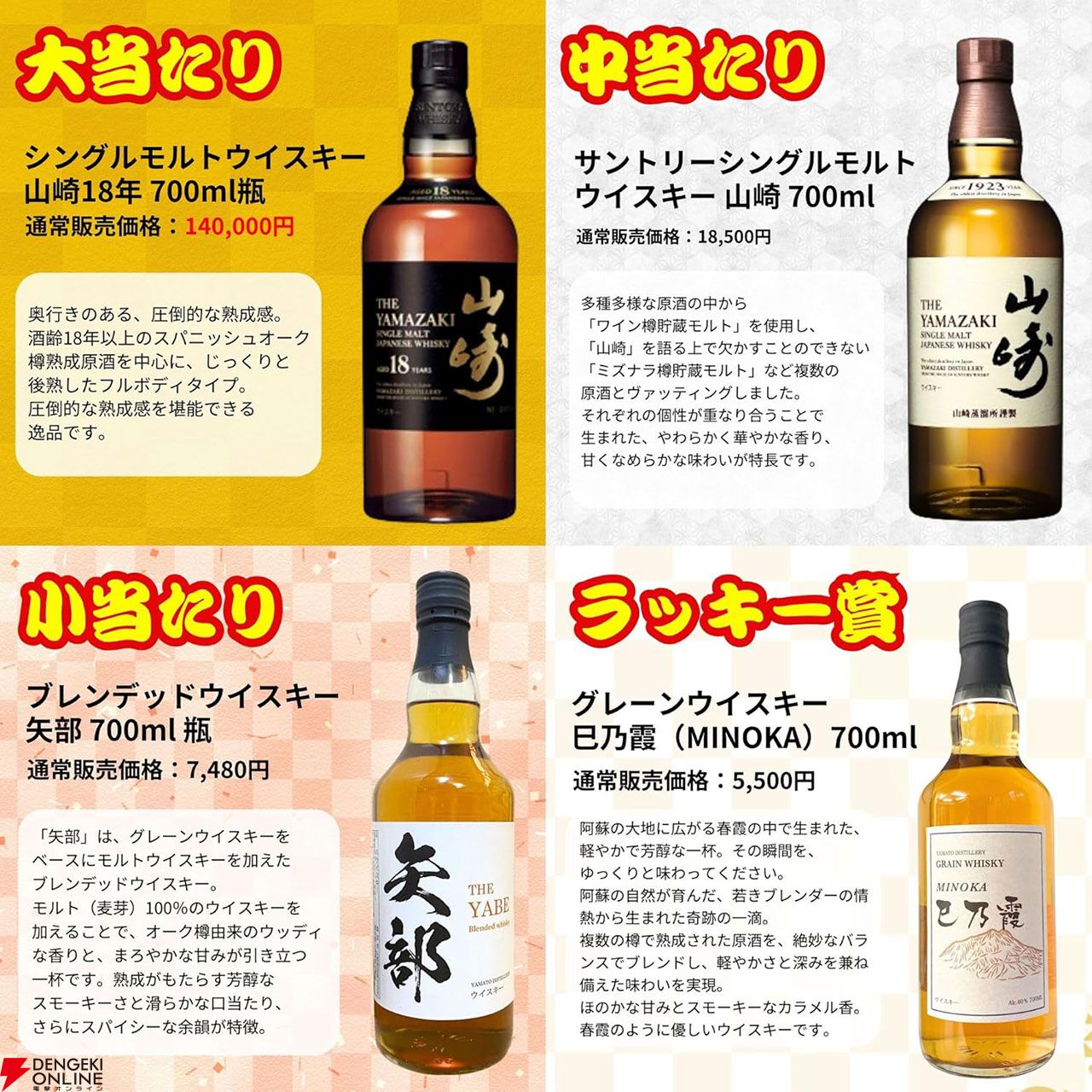 山崎25年が7,980円で当たるかも!? 山崎18年、山崎NVなども当たる一攫千金 松の道『ウイスキーくじ』が販売中