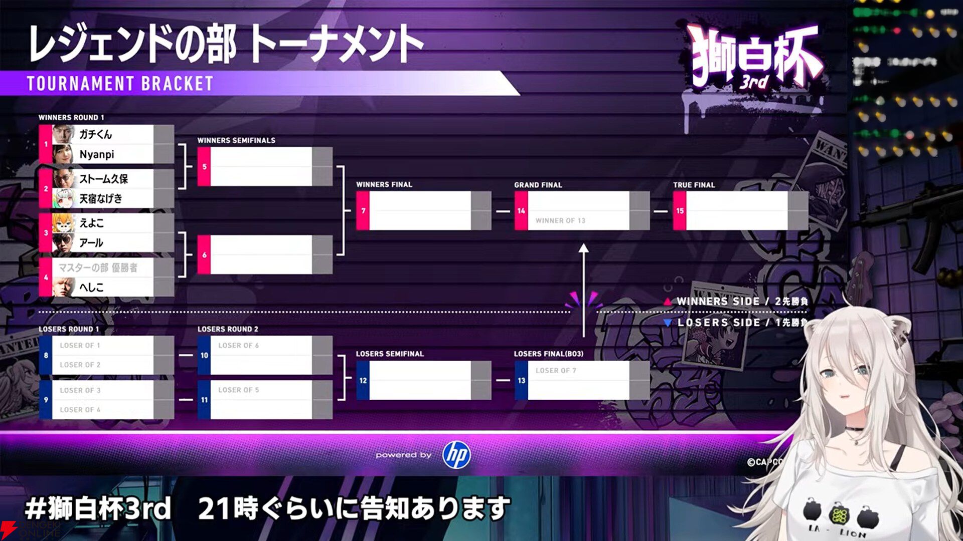 【ホロライブ】『スト6』“獅白杯3rd”（獅白ぼたんさん主催）のトーナメント表、エキシビションの参加選手発表！