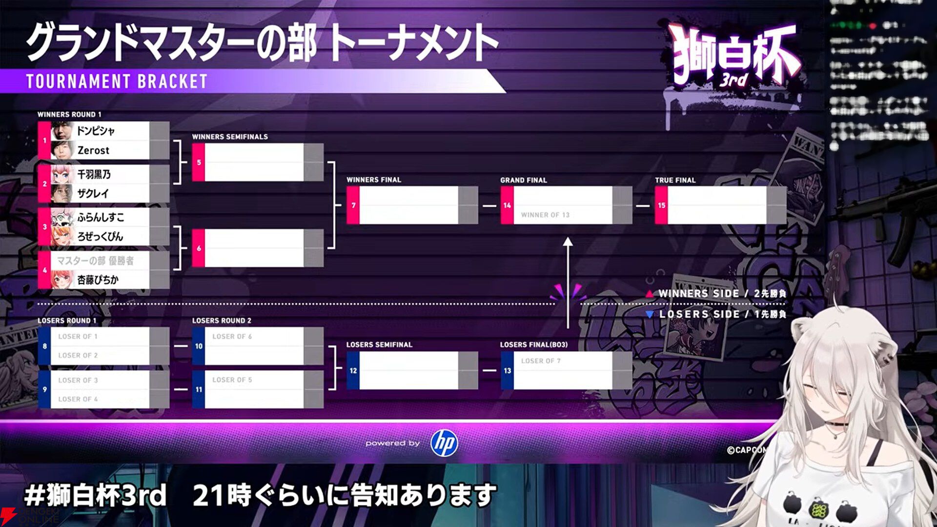 【ホロライブ】『スト6』“獅白杯3rd”（獅白ぼたんさん主催）のトーナメント表、エキシビションの参加選手発表！