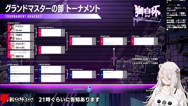 【ホロライブ】『スト6』“獅白杯3rd”（獅白ぼたんさん主催）のトーナメント表、エキシビションの参加選手発表！