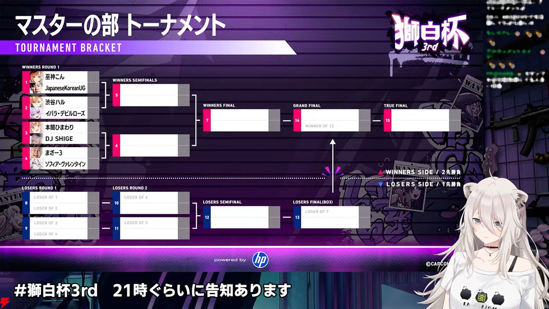 【ホロライブ】『スト6』“獅白杯3rd”（獅白ぼたんさん主催）のトーナメント表、エキシビションの参加選手発表！