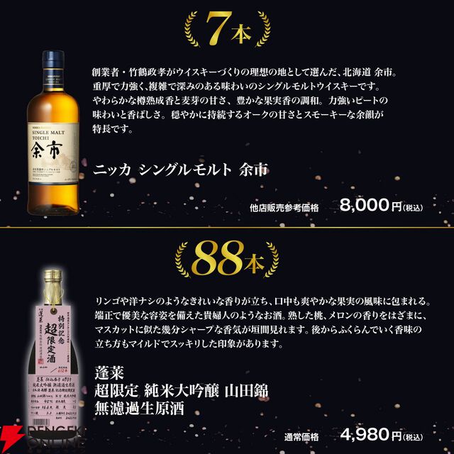 【すべてが当たりのお得くじ】山崎12年が4,980円で!? そのほか響BC、山崎NV、余市、蓬莱 超限定 生原酒のどれかが当たるハズれなしの『ウイスキーくじ』が販売中