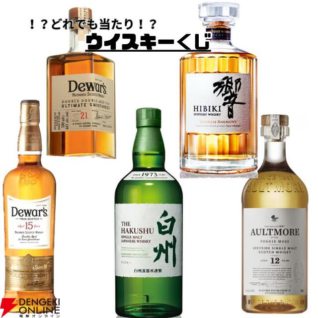 【当たりは1/6】7,700円でデュワーズダブルダブル21年、響JH、白州NVなどが当たる『ウイスキーくじ』が販売中