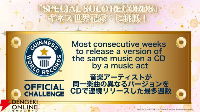 『アイドルマスター ミリオンライブ！』がギネス世界記録に挑戦！ ソロコレクション52週連続リリース企画で