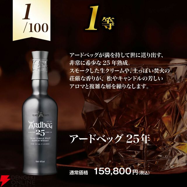 アードベッグ25年、ボウモア25年、カリラ16年G＆M、オクトモア 15.1など当たる『アイラ限定スモーキーウイスキーくじ』が販売中